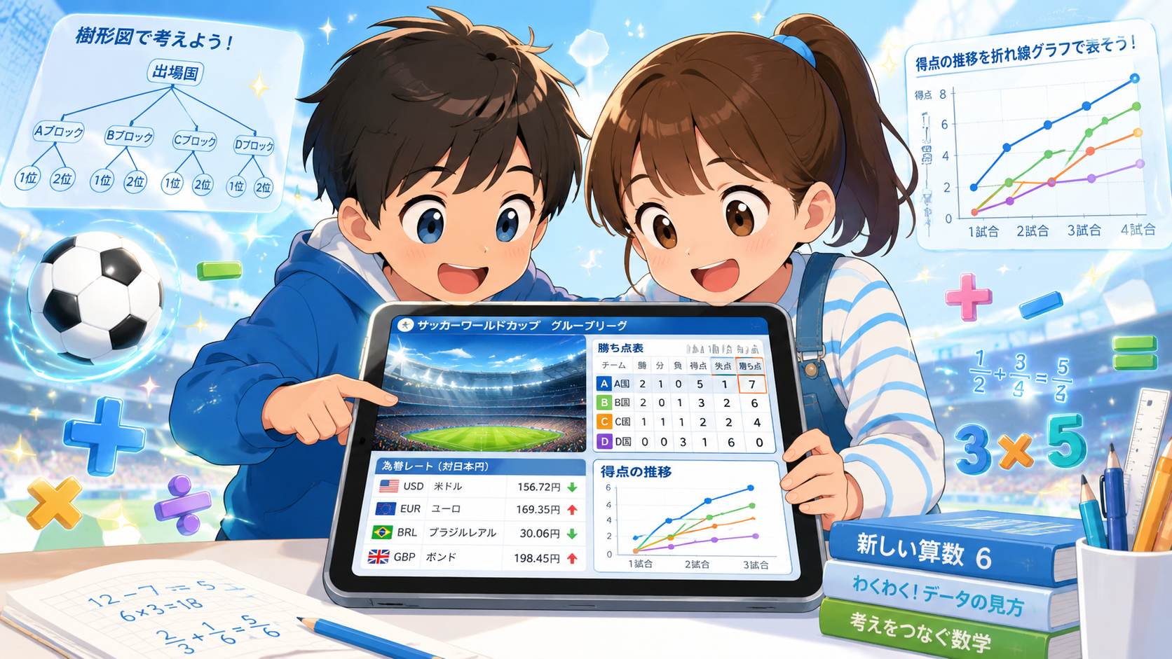 【次期指導要領先取り】サッカーW杯を題材とした算数・数学科教材開発　小学校版（新・数学科への接続）